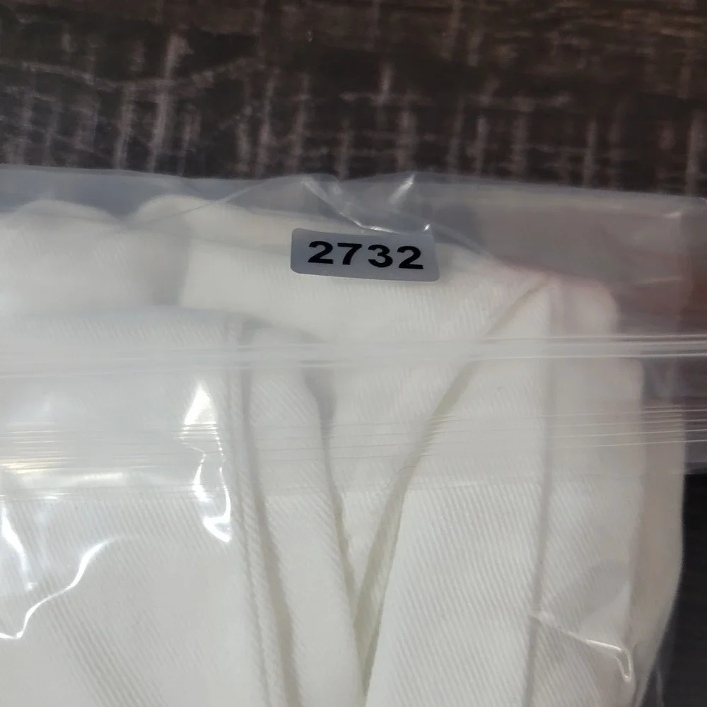 COS Women White Cotton Linen Blend Drawstring Tapered Trouser Pants Size 10